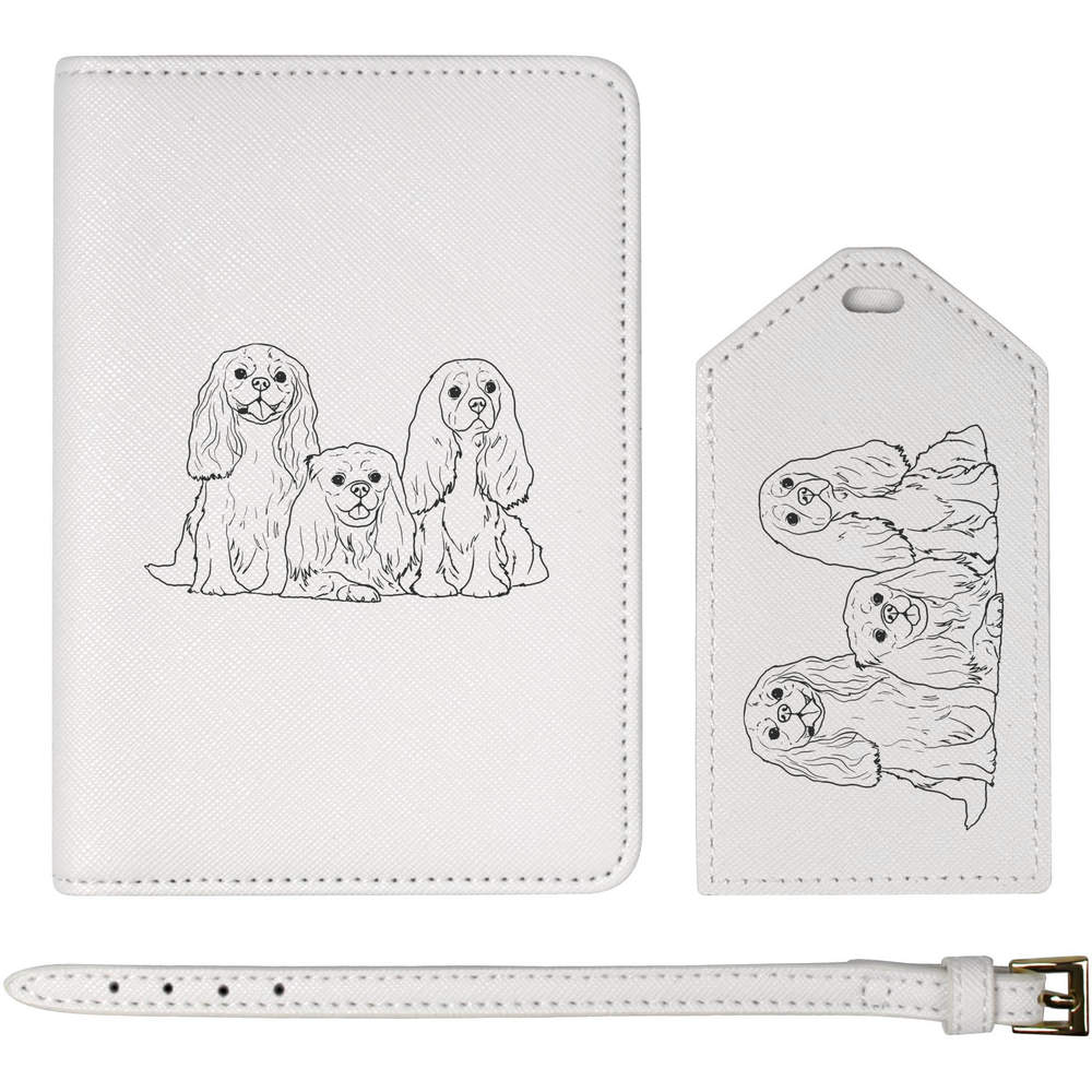 'King Charles Spaniels' Passport Cover & Luggage Tag Travel Set (PA00017645)