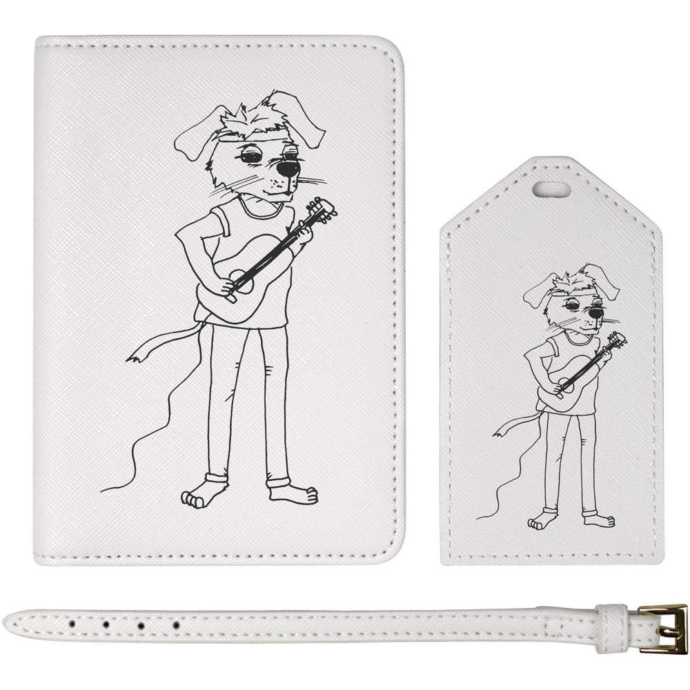 'Guitar Dog' Passport Cover & Luggage Tag Travel Set (PA00018064)