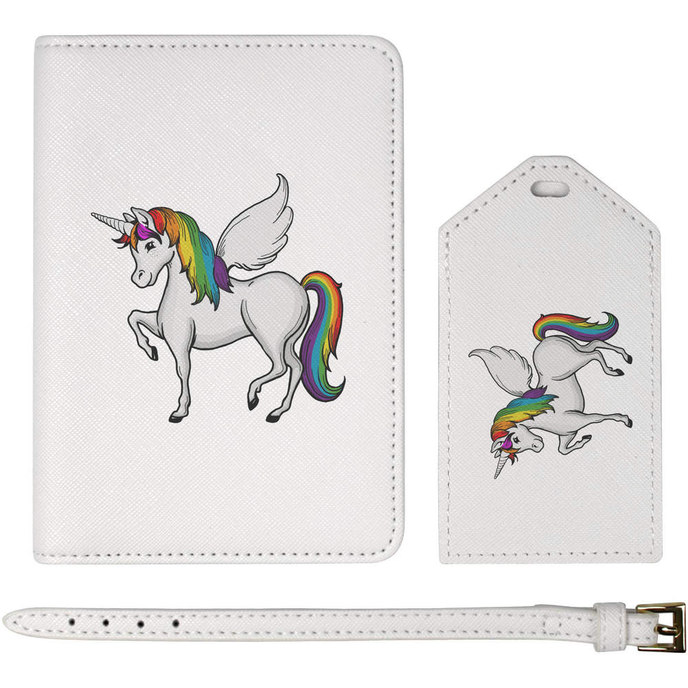 'Rainbow Unicorn' Passport Cover & Luggage Tag Travel Set (PA00020586)