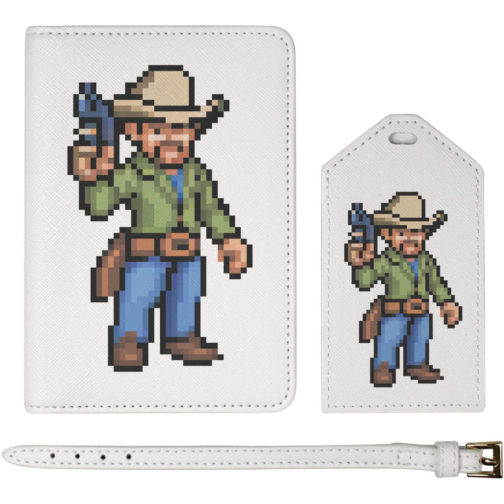 'Pixel Art Cowboy' Passport Cover & Luggage Tag Travel Set (PA00026379)
