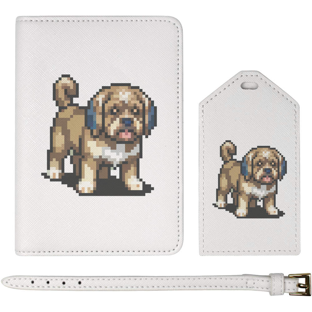 'Pixel Art Lhasa Apso Dog' Passport Cover & Luggage Tag Travel Set (PA00026469)