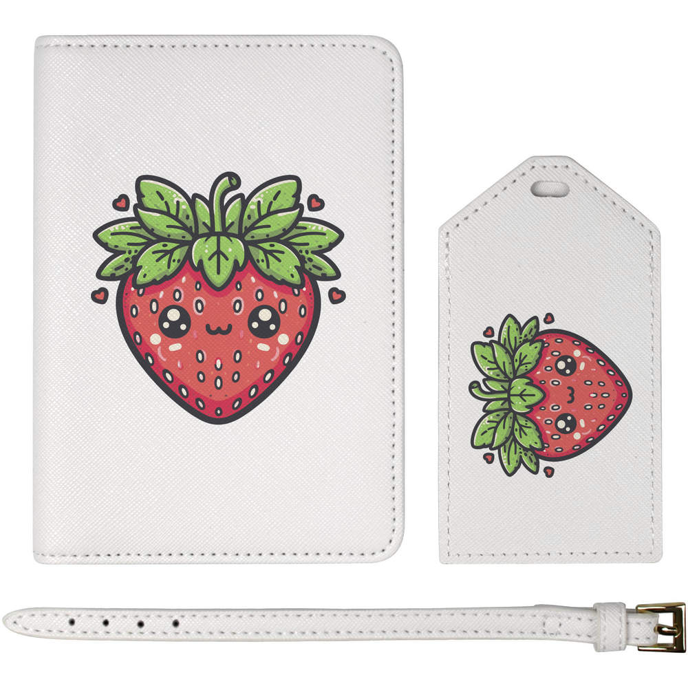 'Kawaii Strawberry' Passport Cover & Luggage Tag Travel Set (PA00027761)