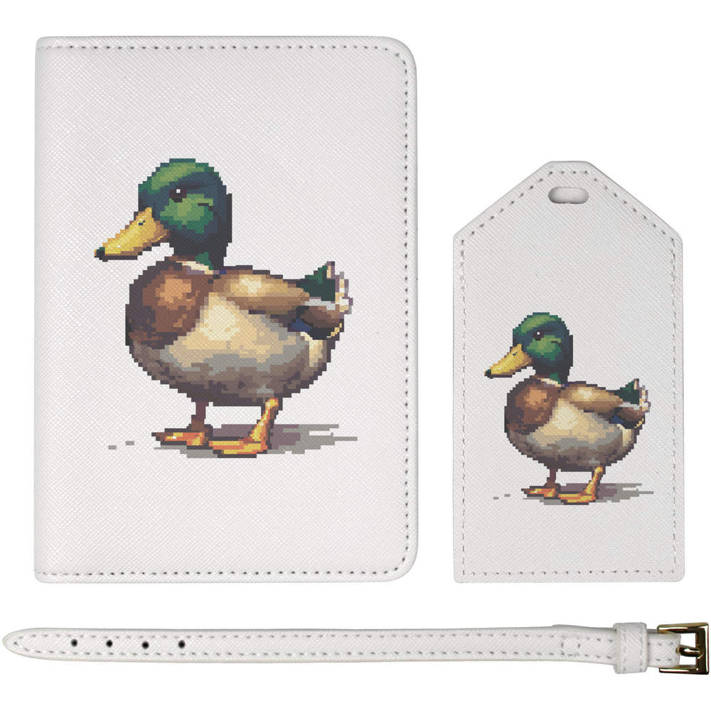 'Duck Pixel Art' Passport Cover & Luggage Tag Travel Set (PA00027945)