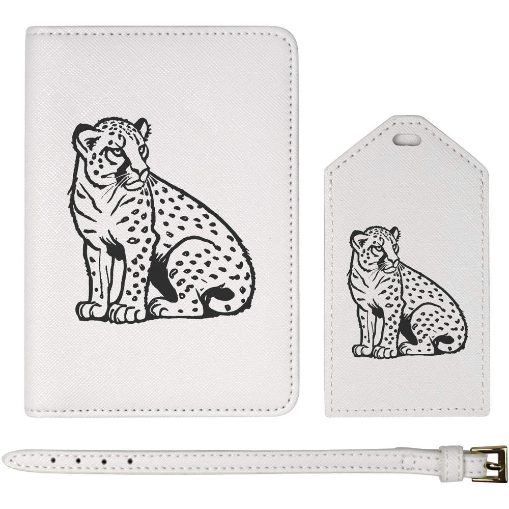 'Cheetah Sitting' Passport Cover & Luggage Tag Travel Set (PA00028061)