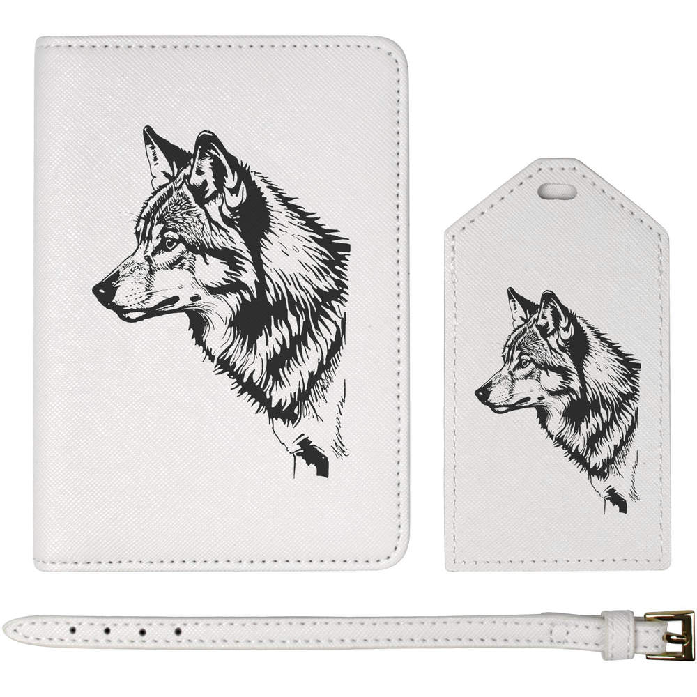 'Mexican Wolf Profile' Passport Cover & Luggage Tag Travel Set (PA00028247)