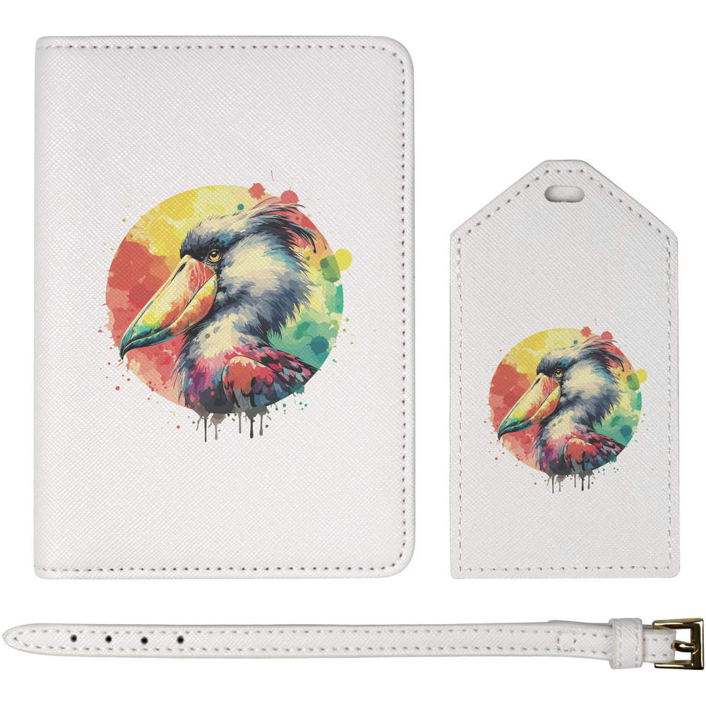 'Shoebill Stork Portrait' Passport Cover & Luggage Tag Travel Set (PA00029300)
