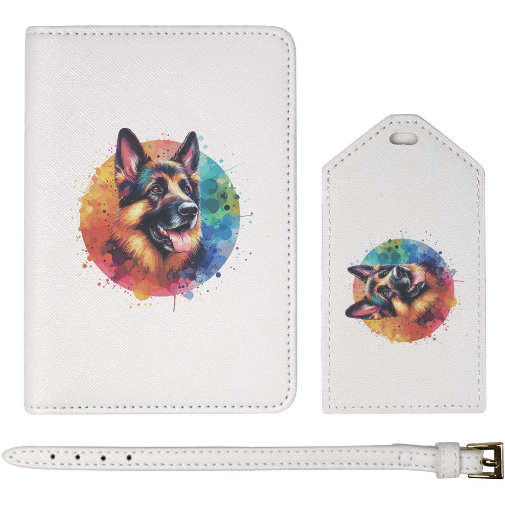 'German Shepherd Dog' Passport Cover & Luggage Tag Travel Set (PA00029358)