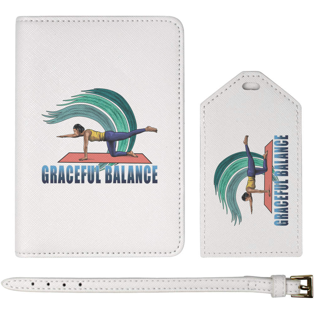 'Dynamic Yoga Stretching Posture' Passport Cover & Luggage Tag Travel Set (PA00029636)