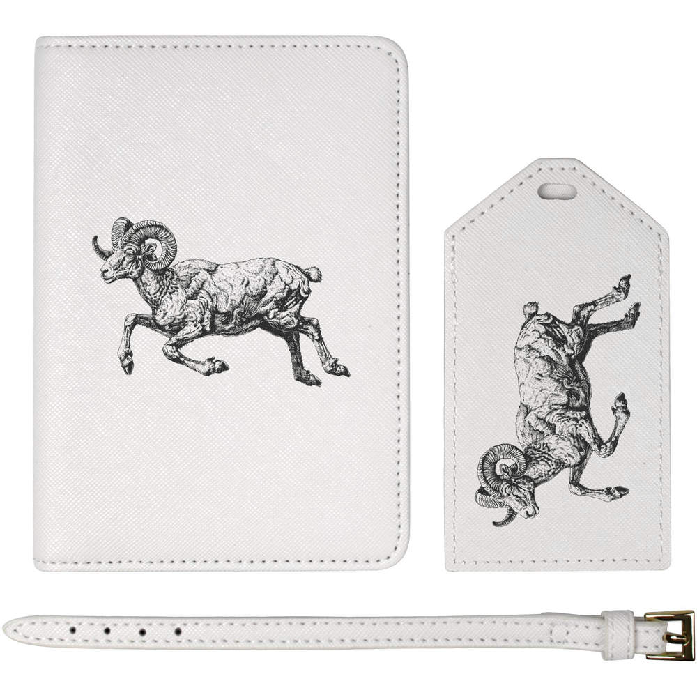 'Aries Ram Jumping' Passport Cover & Luggage Tag Travel Set (PA00029697)