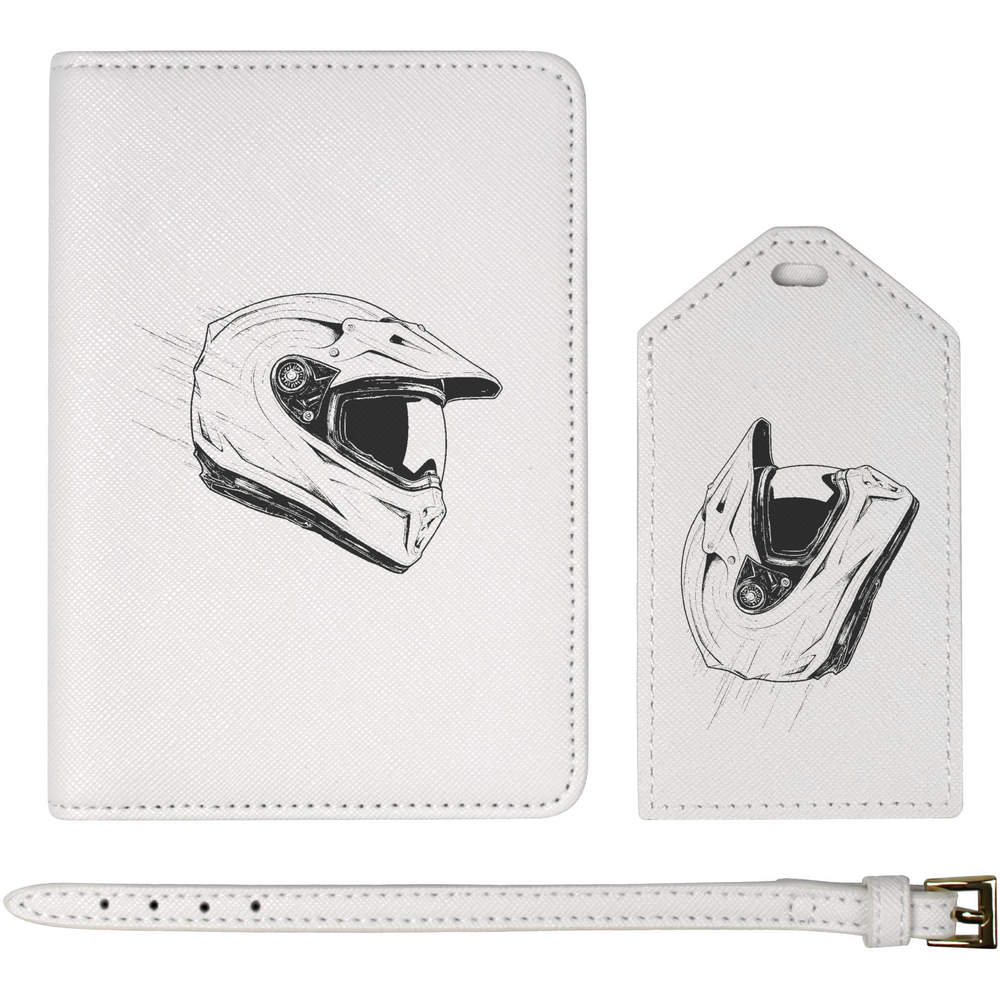 'Motorbike Helmet Side View' Passport Cover & Luggage Tag Travel Set (PA00032595)