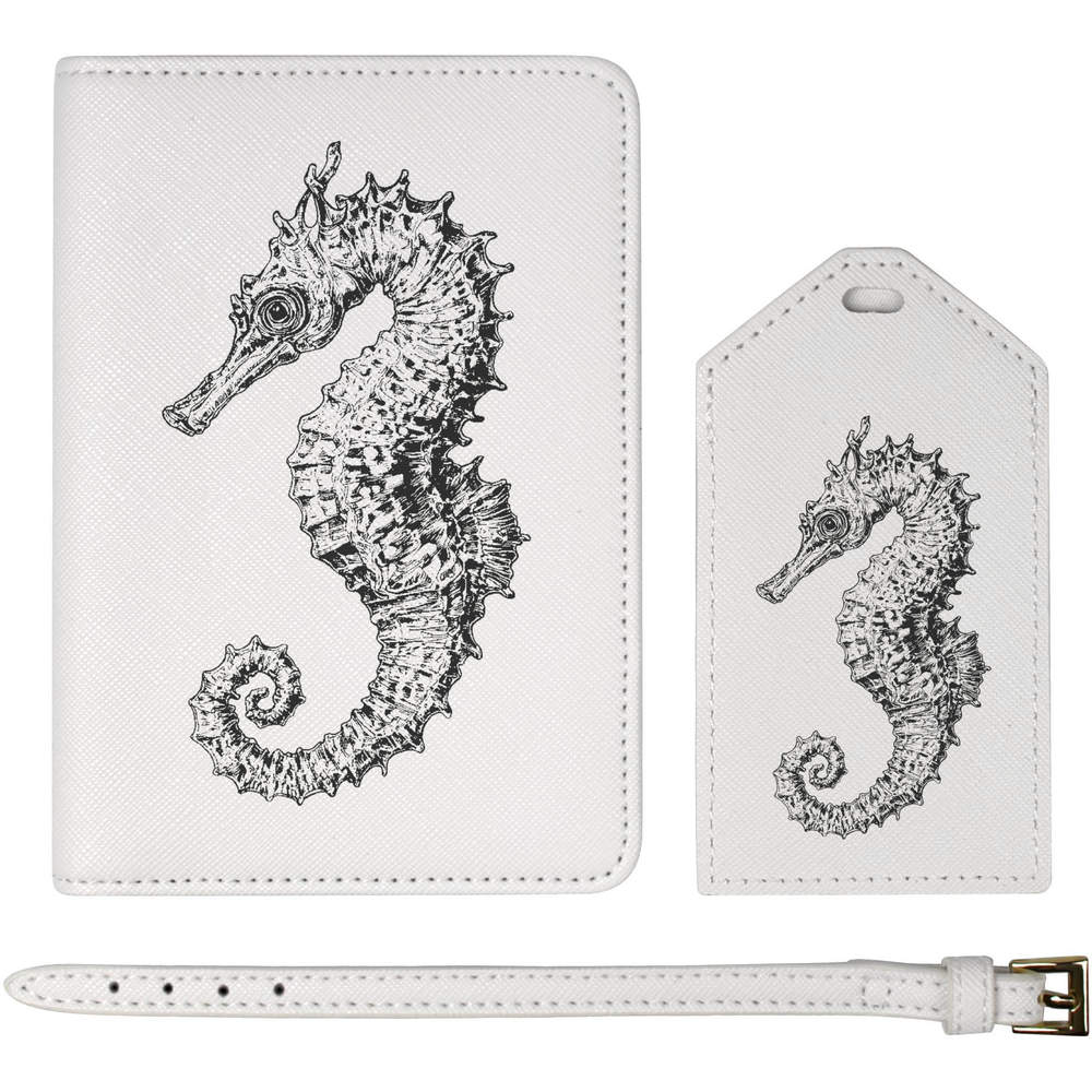 'Single Seahorse Side View' Passport Cover & Luggage Tag Travel Set (PA00033444)
