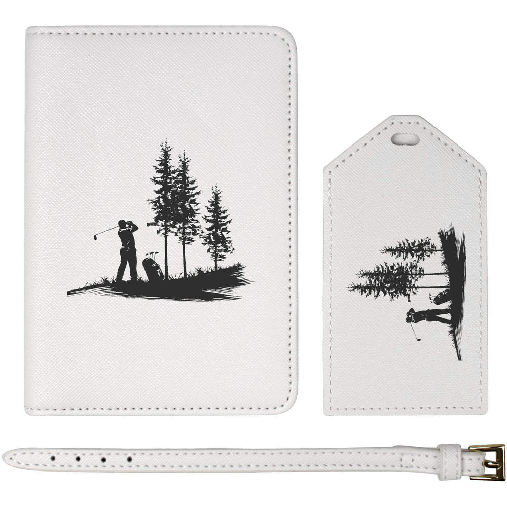'Golfer Taking a Swing' Passport Cover & Luggage Tag Travel Set (PA00034076)