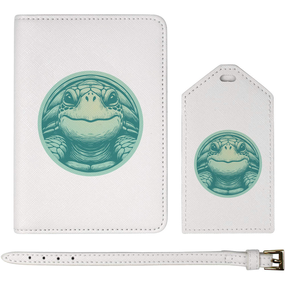 'Cute Smiling Turtle' Passport Cover & Luggage Tag Travel Set (PA00034738)