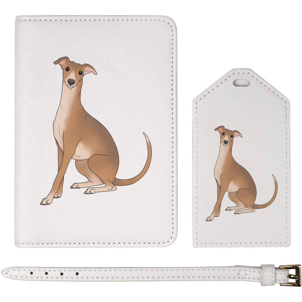 'Sitting Itallian Greyhound' Passport Cover & Luggage Tag Travel Set (PA00036378)