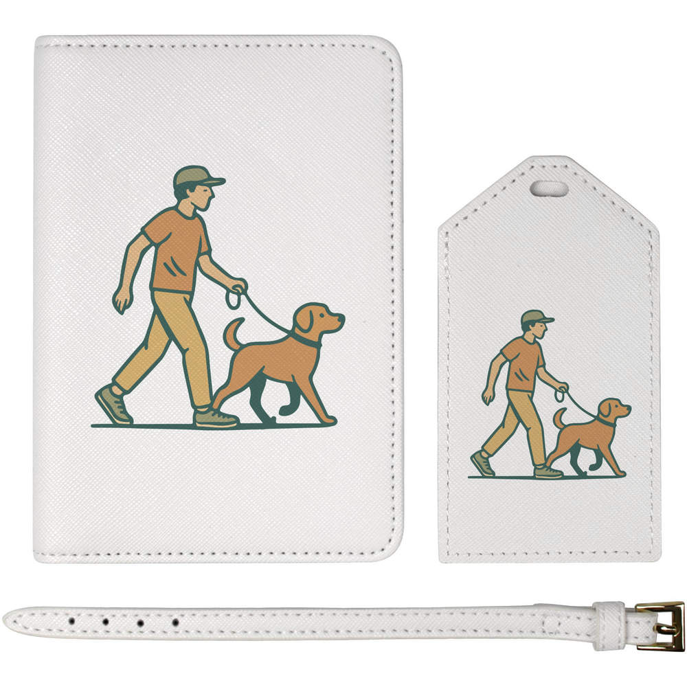 'Man And Dog Walking' Passport Cover & Luggage Tag Travel Set (PA00036814)