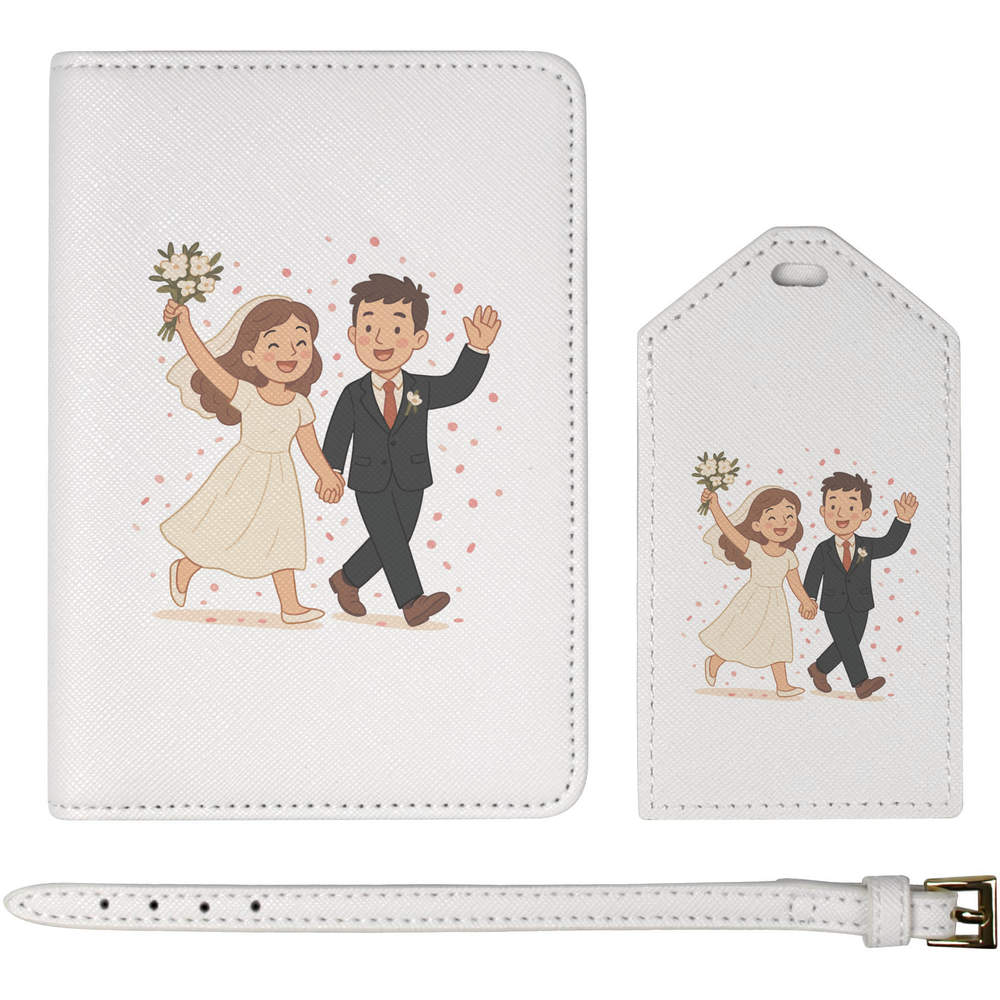 'Happy Wedding Couple' Passport Cover & Luggage Tag Travel Set (PA00037231)