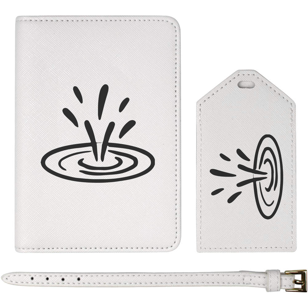 'Rain Dropping in a Puddle' Passport Cover & Luggage Tag Travel Set (PA00037836)