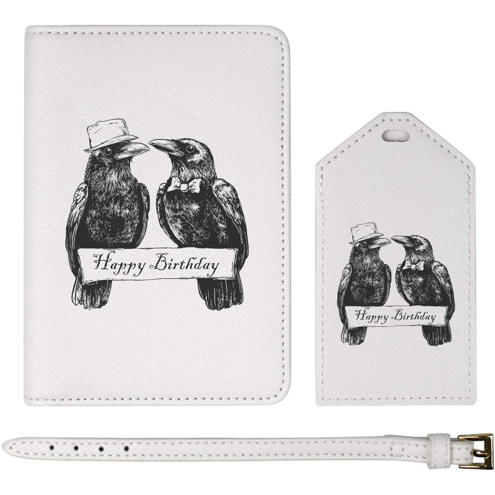'Happy Birthday Crows' Passport Cover & Luggage Tag Travel Set (PA00038745)
