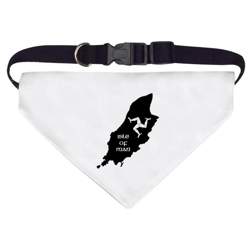 'Isle Of Man Map' Dog / Cat Pet Bandana - White, L - Adjustable Bandana for Walks, Photos and Parties (PD00081160)
