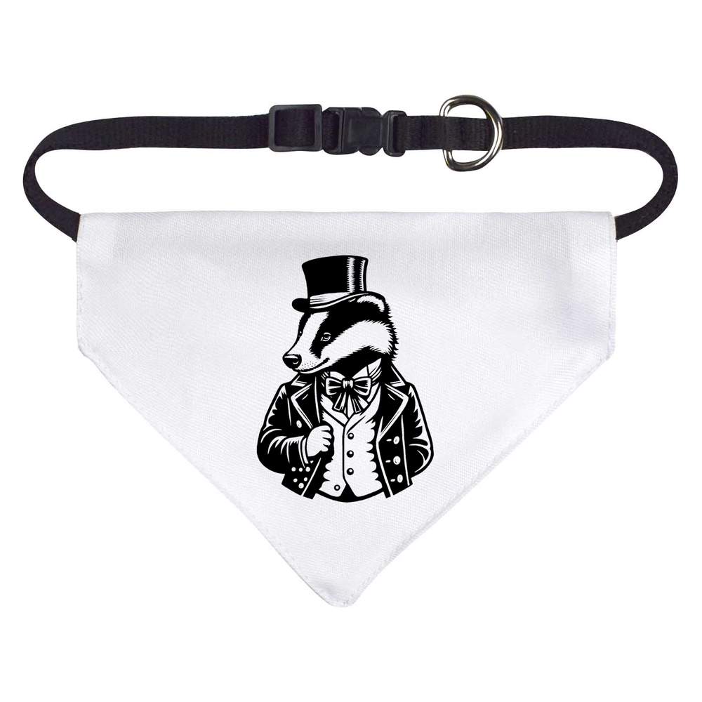 Small 'Fancy Badger Wearing Top Hat' Dog / Cat / Pet Bandana (PD00057131)