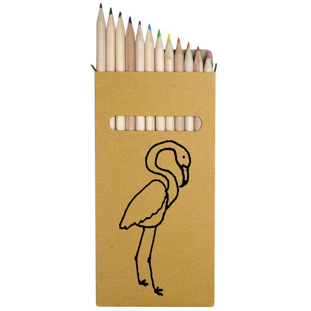 12 x 'Flamingo' Long 178mm Coloured Pencils / Pencil Set (PE00001922)