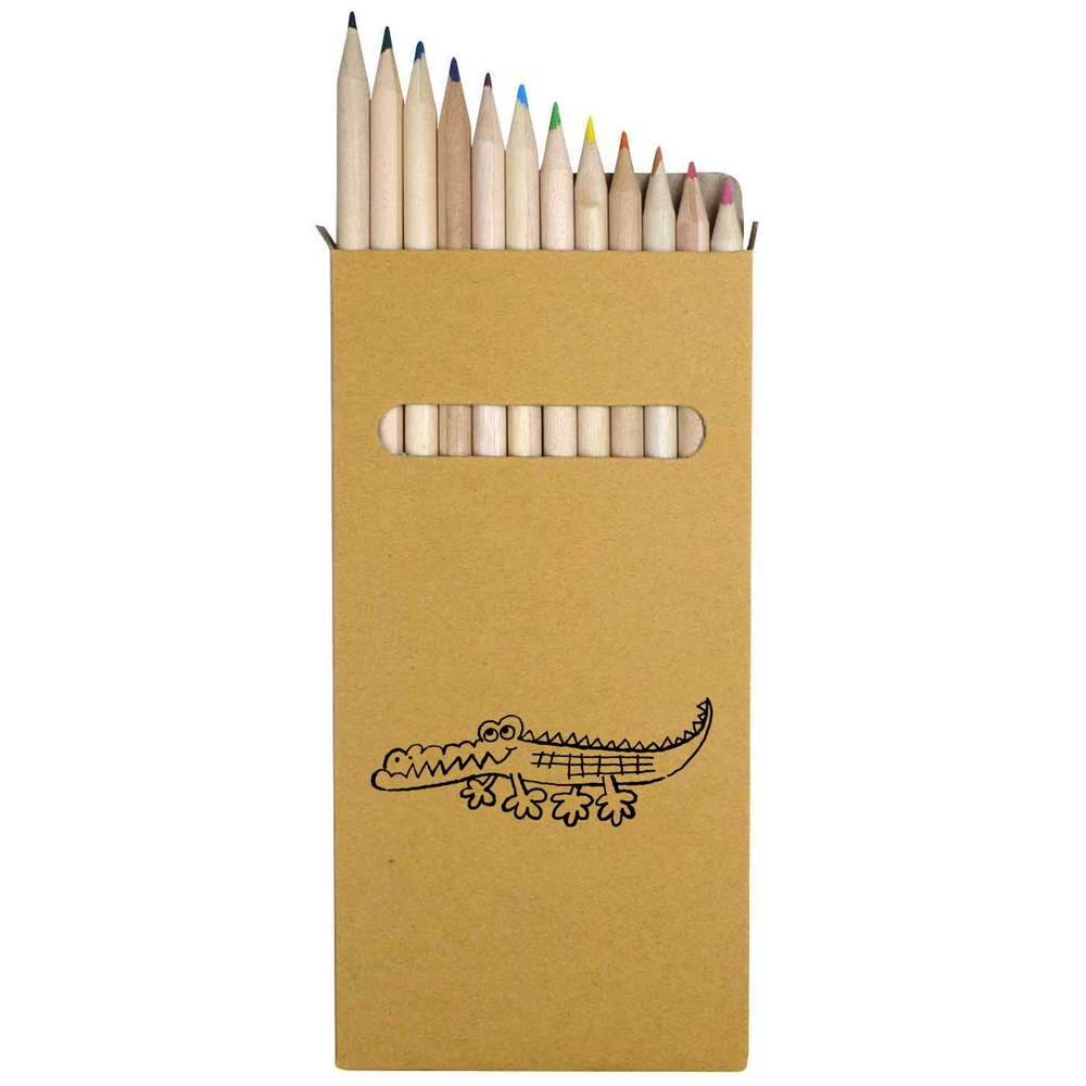 12 x 'Smiling Crocodile' Long 178mm Coloured Pencils / Pencil Set (PE00003390)
