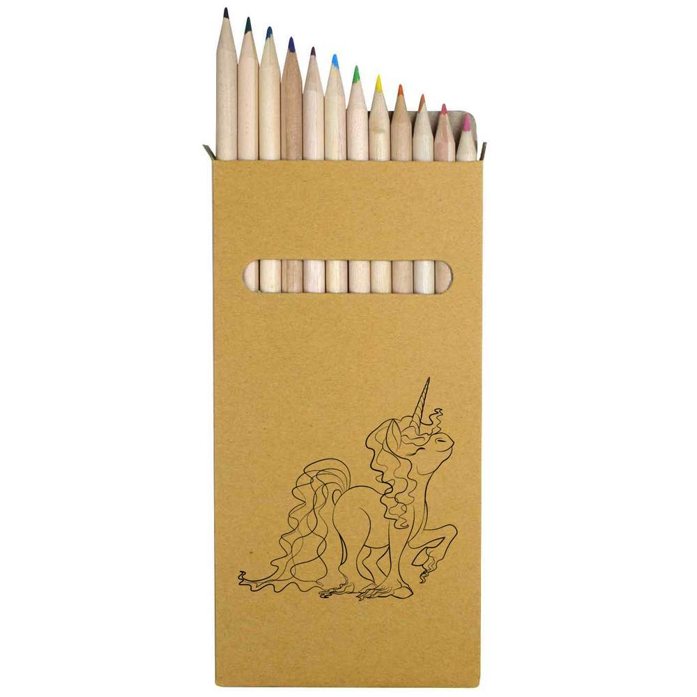 12 x 'Proud Unicorn' Long 178mm Coloured Pencils / Pencil Set (PE00005228)