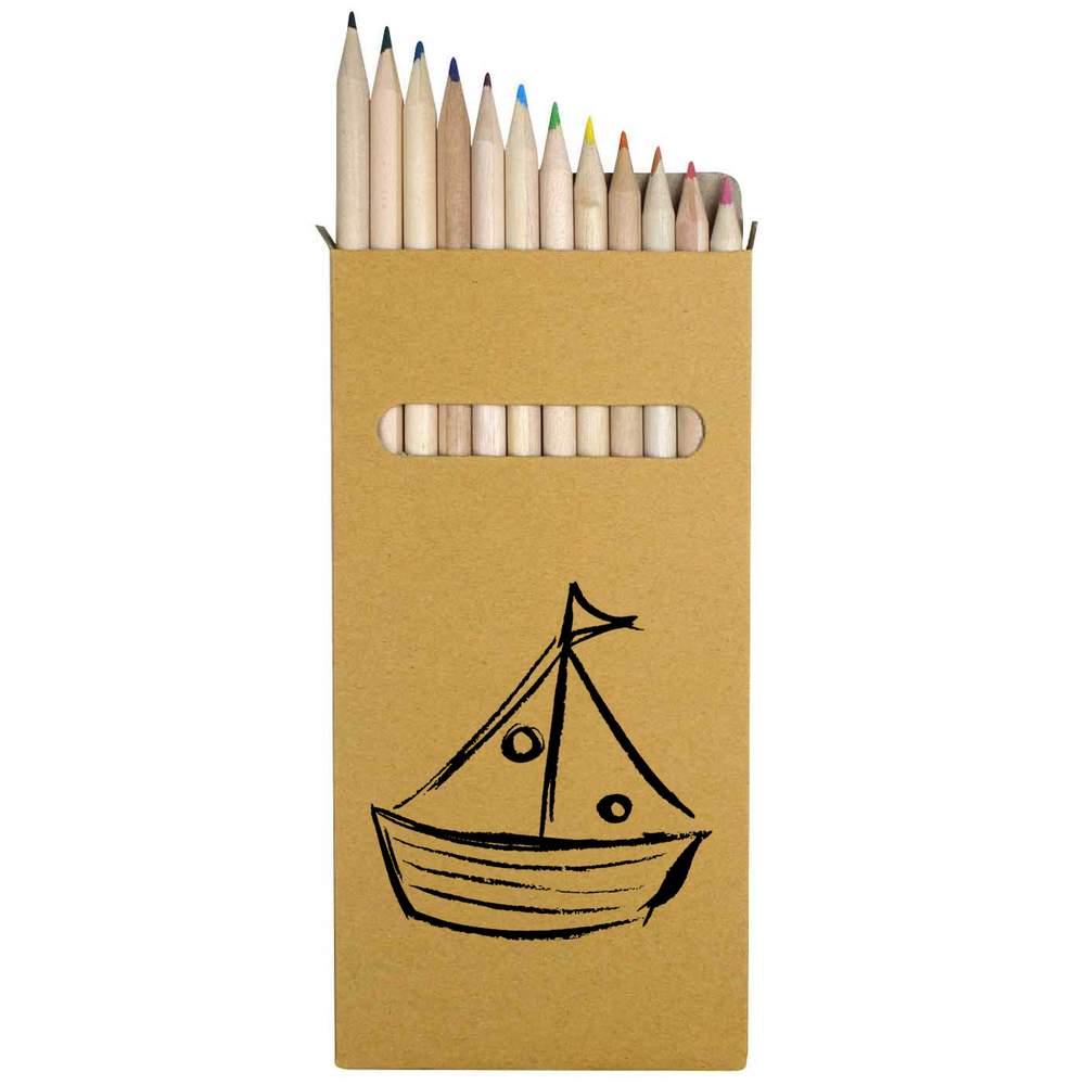 12 x 'Sail Boat' Long 178mm Coloured Pencils / Pencil Set (PE00005852)