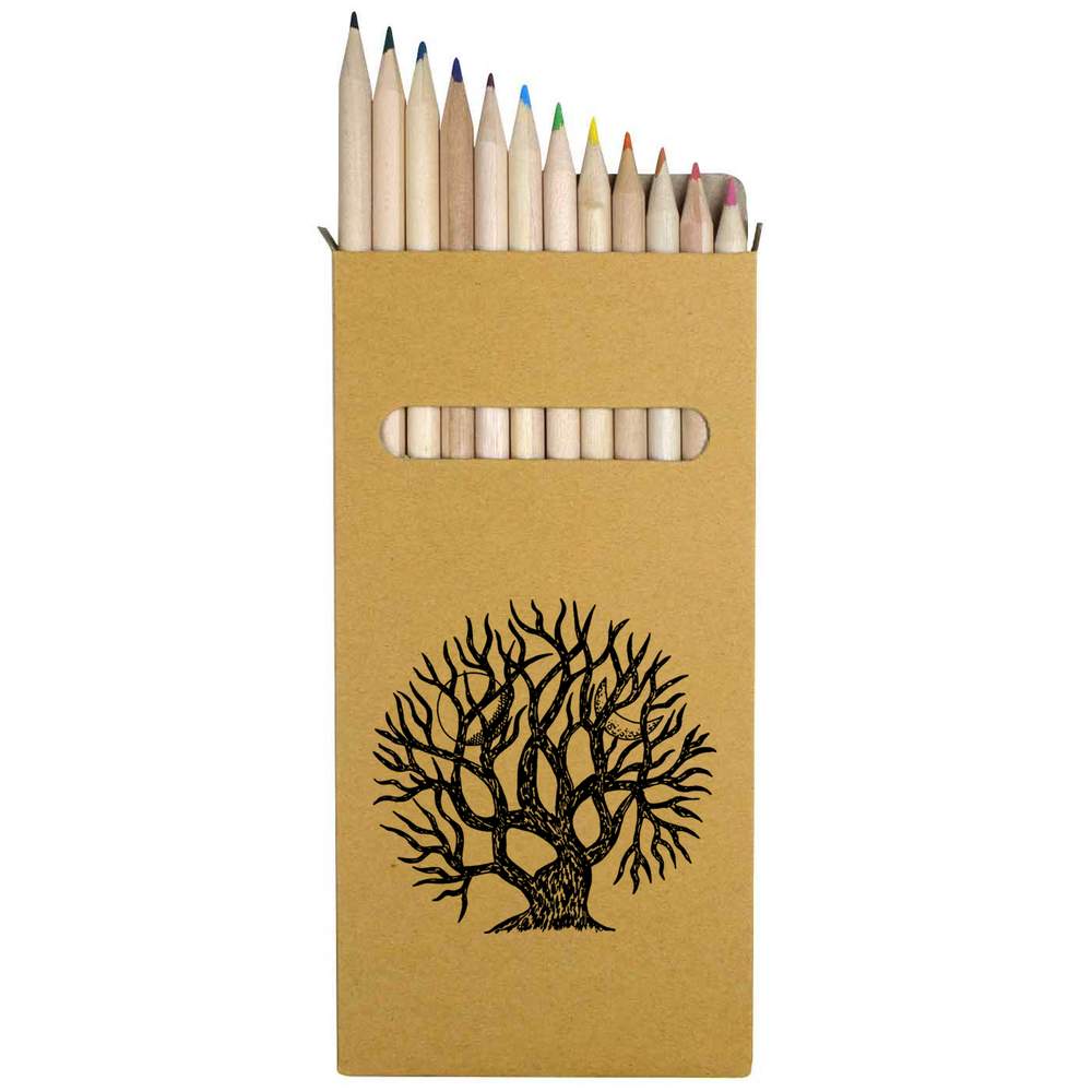 12 x 'Winter Tree' Long 178mm Coloured Pencils / Pencil Set (PE00006516)