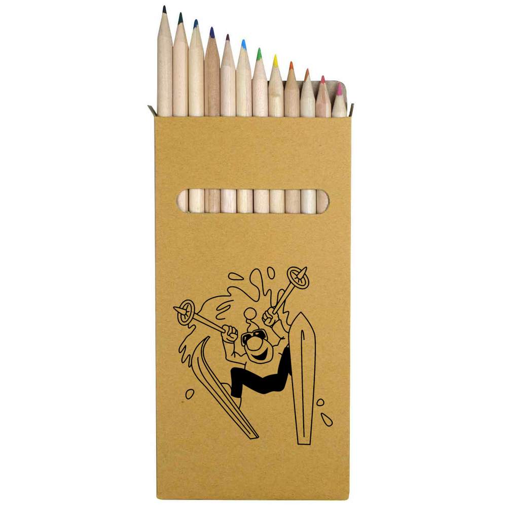 12 x 'Ski Jump' Long 178mm Coloured Pencils / Pencil Set (PE00008670)