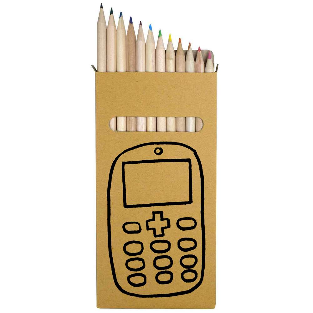 12 x 'Mobile Phone' Long 178mm Coloured Pencils / Pencil Set (PE00010486)