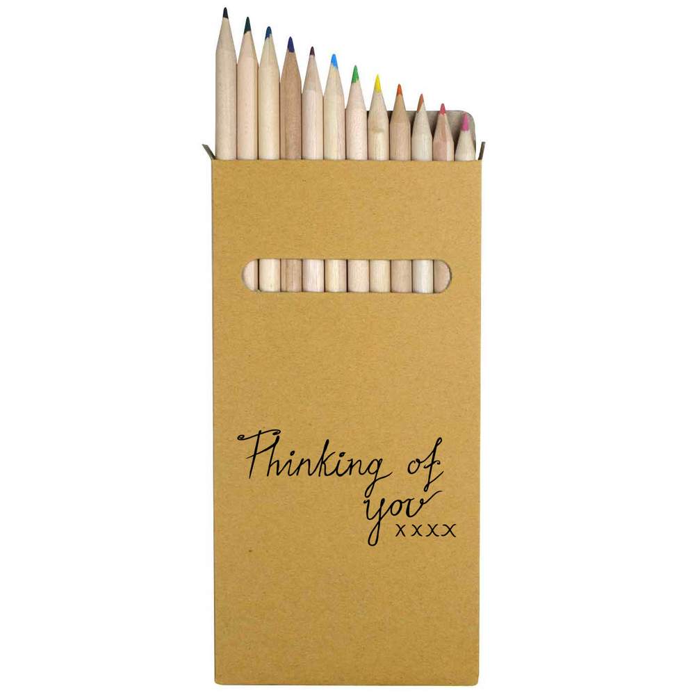 12 x 'Thinking Of You' Long 178mm Coloured Pencils / Pencil Set (PE00012224)