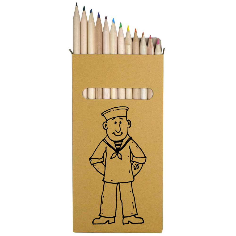 12 x 'Sailor' Long 178mm Coloured Pencils / Pencil Set (PE00017064)