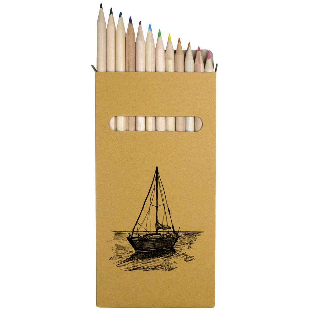 12 x 'Boat' Long 178mm Coloured Pencils / Pencil Set (PE00018238)
