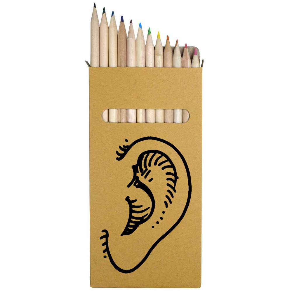 12 x 'Ear' Long 178mm Coloured Pencils / Pencil Set (PE00018596)