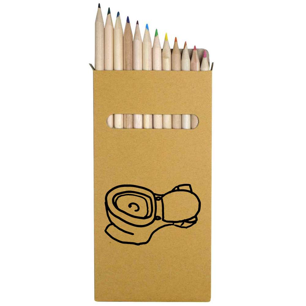 12 x 'Toilet' Long 178mm Coloured Pencils / Pencil Set (PE00018632)