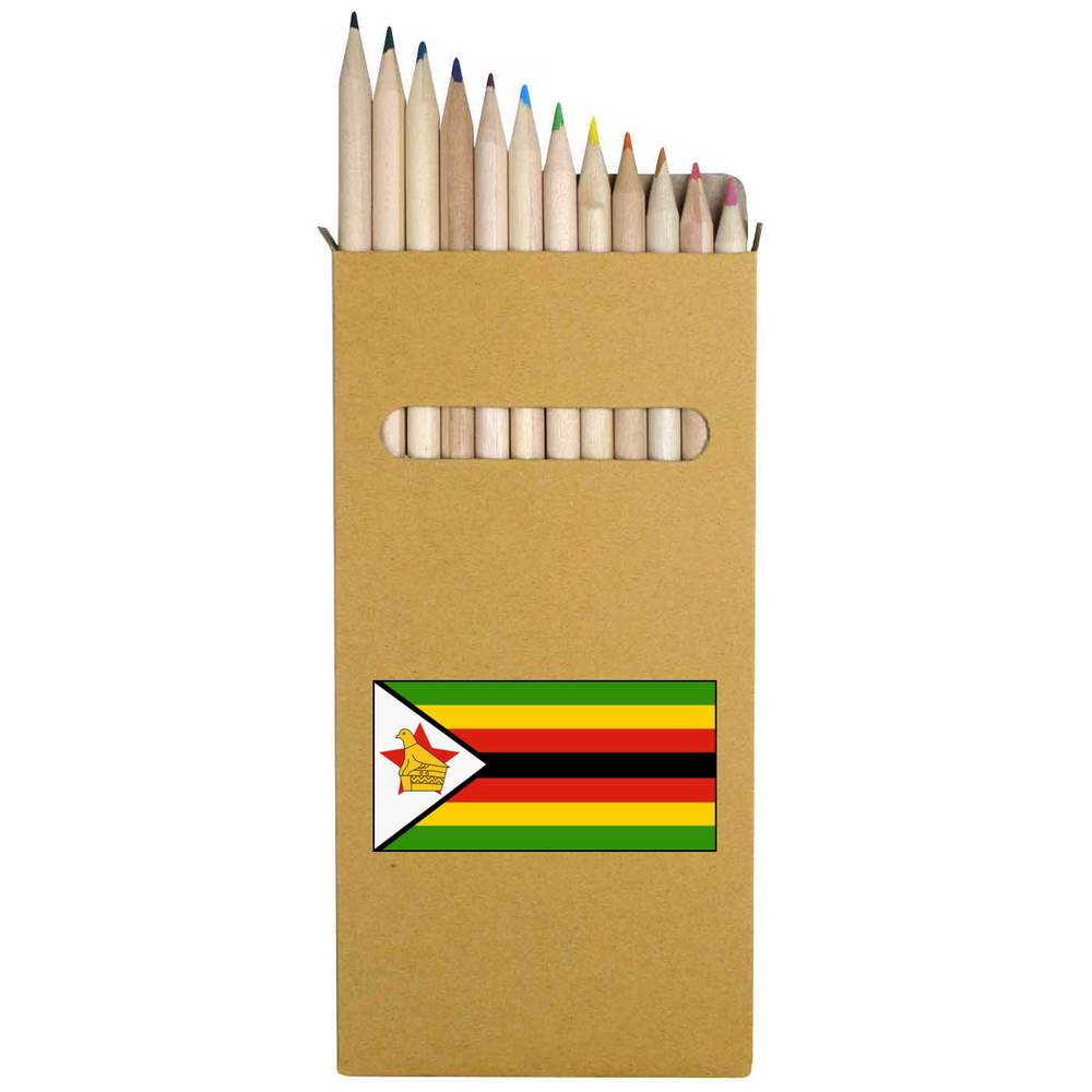 12 x 'Zimbabwe Flag' Long 178mm Coloured Pencils / Pencil Set (PE00020182)