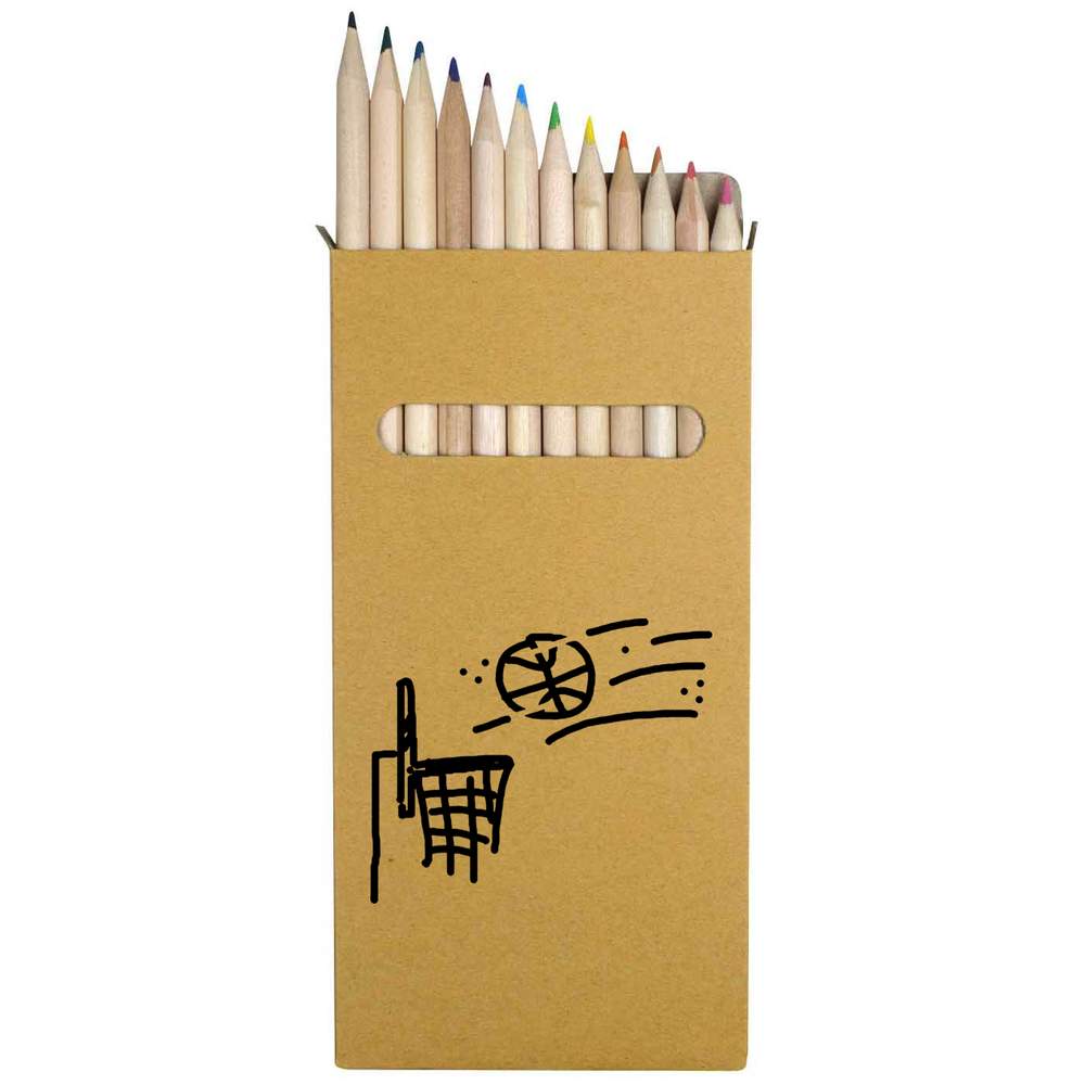 12 x 'Basketball Hoop' Long 178mm Coloured Pencils / Pencil Set (PE00025978)