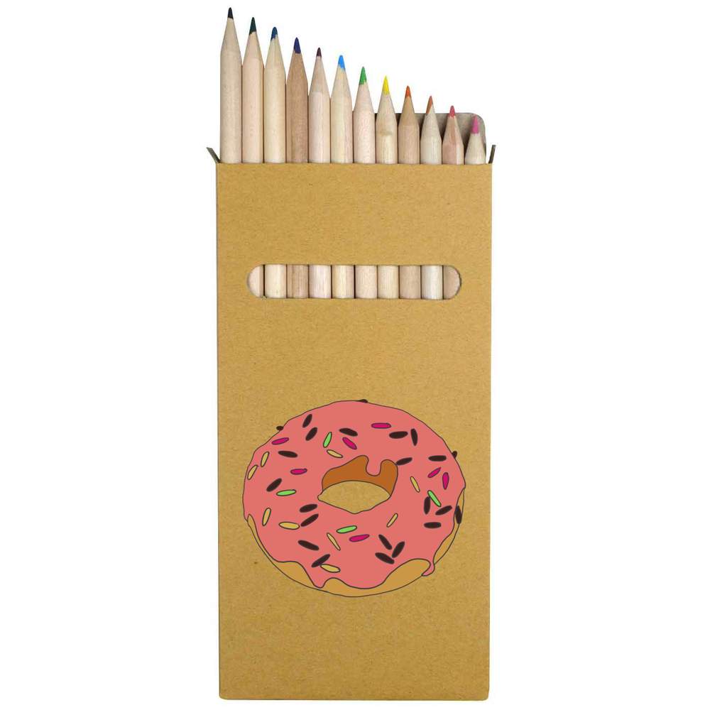 12 x 'Pink Doughnut' Long 178mm Coloured Pencils / Pencil Set (PE00026154)