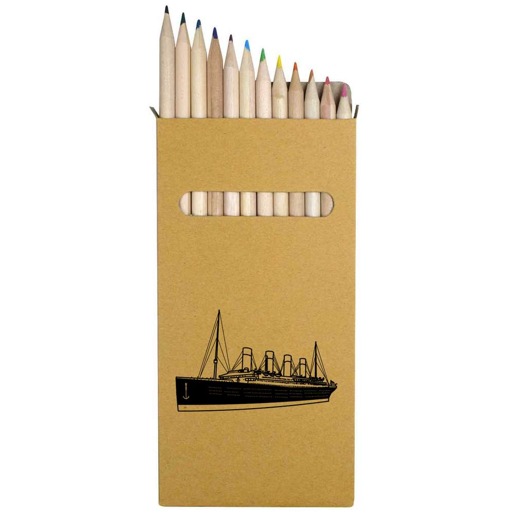 12 x 'Titanic' Long 178mm Coloured Pencils / Pencil Set (PE00030238)