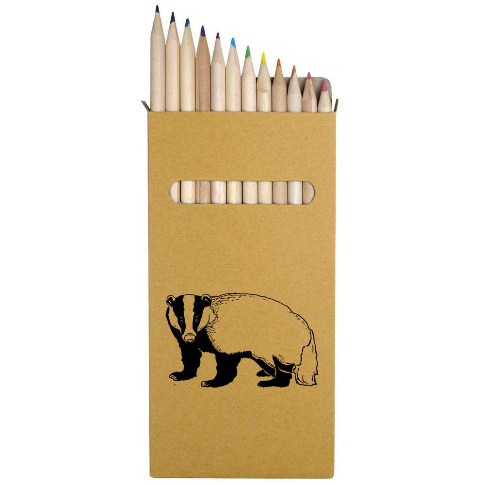 12 x 'Badger' Long 178mm Coloured Pencils / Pencil Set (PE00030490)