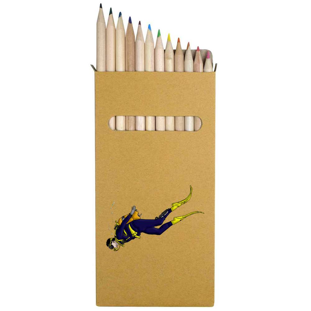 12 x 'Diver' Long 178mm Coloured Pencils / Pencil Set (PE00033010)