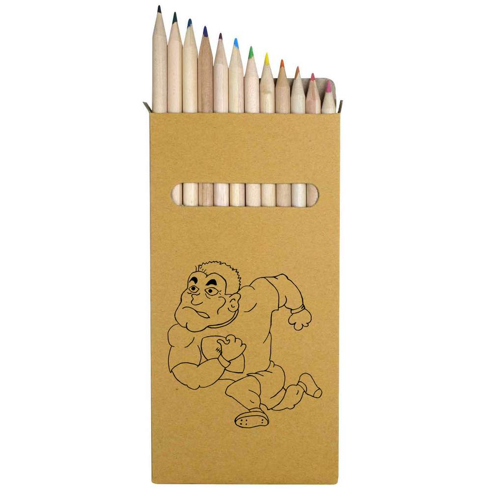 12 x 'Rugby Player' Long 178mm Coloured Pencils / Pencil Set (PE00037789)