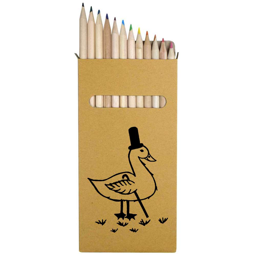 12 x 'Fancy Duck' Long 178mm Coloured Pencils / Pencil Set (PE00037991)
