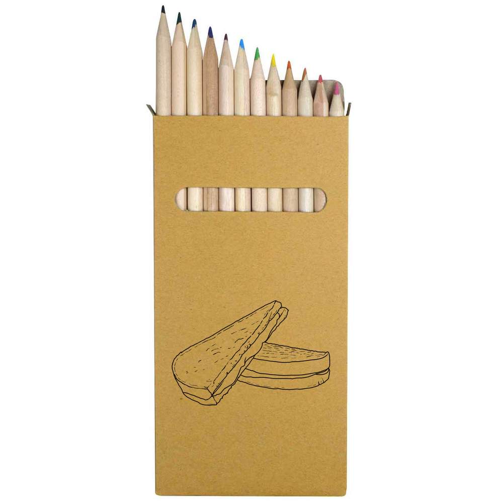 12 x 'Grilled Cheese Sandwich' Long 178mm Coloured Pencils / Pencil Set (PE00040464)