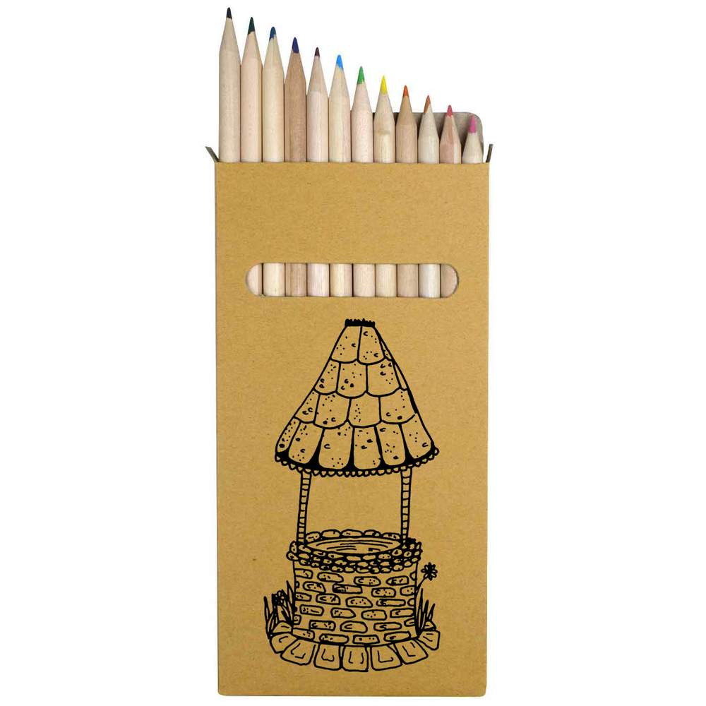 12 x 'Wishing Well' Long 178mm Coloured Pencils / Pencil Set (PE00041579)