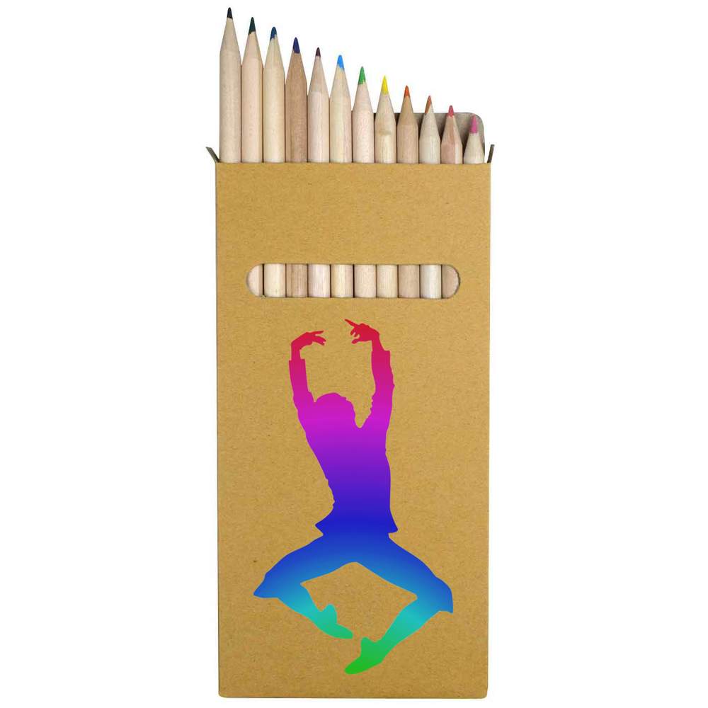 12 x 'Colourful Dancer' Long 178mm Coloured Pencils / Pencil Set (PE00047923)
