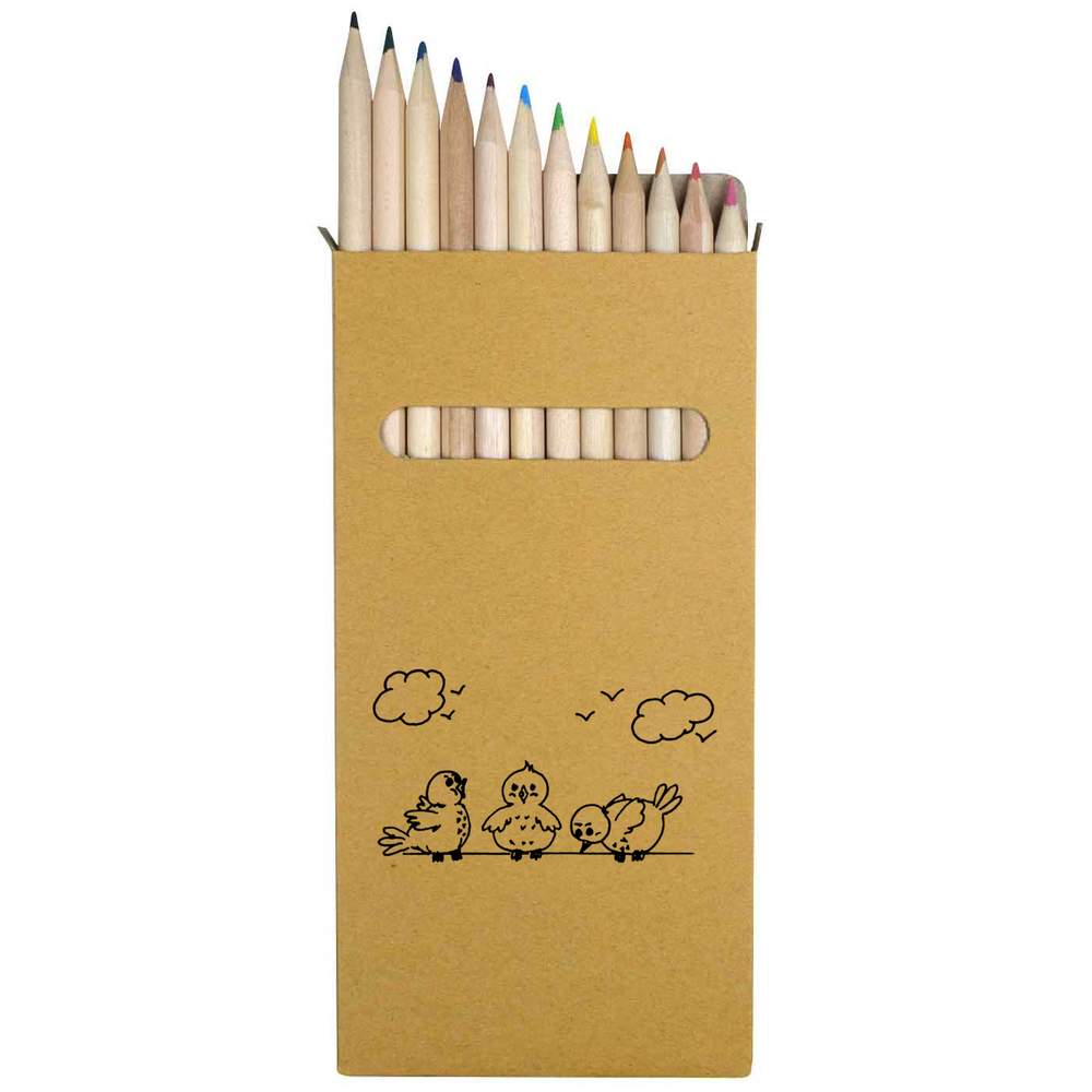 12 x 'Birds On A Wire' Long 178mm Coloured Pencils / Pencil Set (PE00048851)