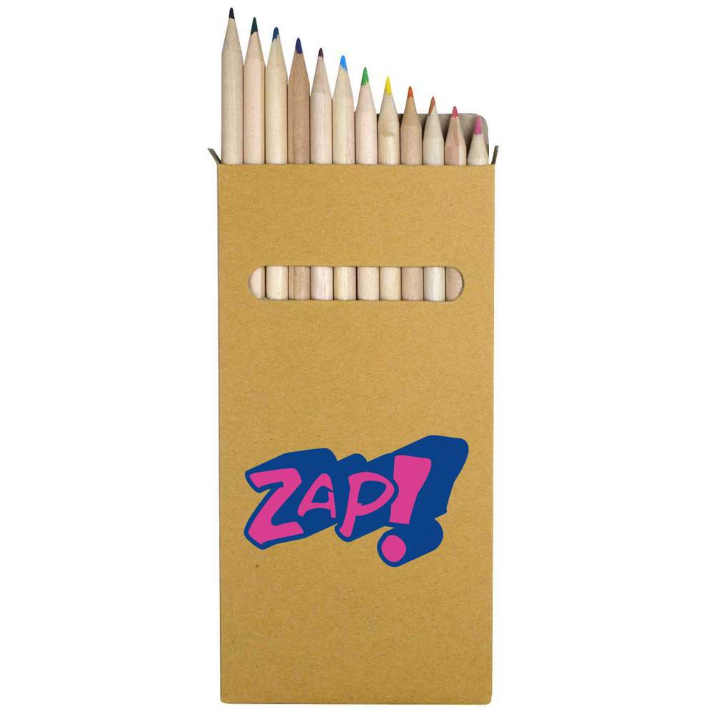 12 x 'ZAP! Comic Book Word Pop Art Text' Long 178mm Coloured Pencils / Pencil Set (PE00050779)