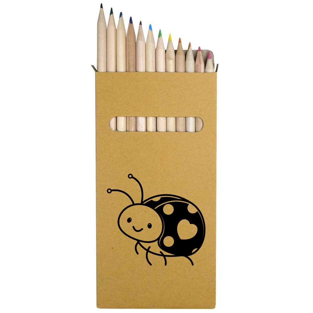 12 x 'Love Ladybird' Long 178mm Coloured Pencils / Pencil Set (PE00051033)